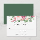 Carte RSVP Boho Blush & Pink Spring Floral Wedding (Devant / Derrière)