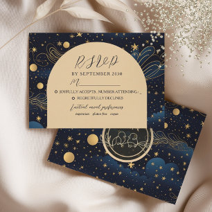 Carte RSVP Boho Celestial Night Wedding