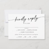 Carte RSVP Boho Chic noir et blanc Choix du menu (Devant)