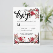 Carte RSVP Boho Chic Red Roses (Debout devant)