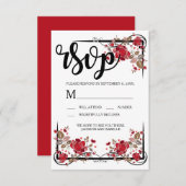 Carte RSVP Boho Chic Red Roses (Devant / Derrière)