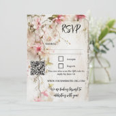 Carte RSVP Boho Chic Rustic Rose (Debout devant)