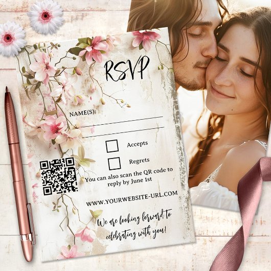 Carte RSVP Boho Chic Rustic Rose