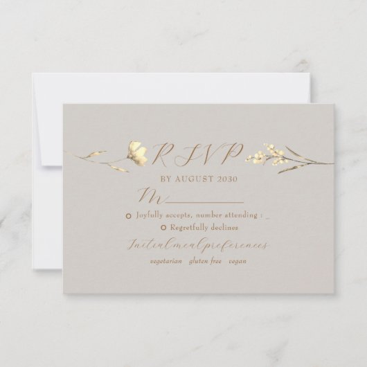 Carte RSVP Boho Fall Fleur sauvage Wedding (Devant)