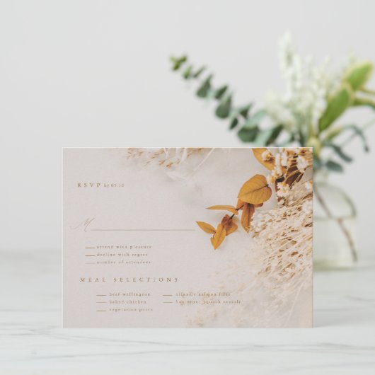Carte RSVP Boho Fall Flowers (Debout devant)