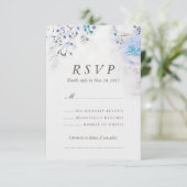 Carte RSVP Boho Fleur Bleu clair Aquarelle fraîche (Debout devant)