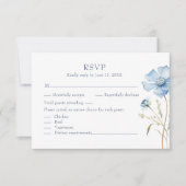 Carte RSVP Boho Fleur sauvage bleu français mariag (Devant)