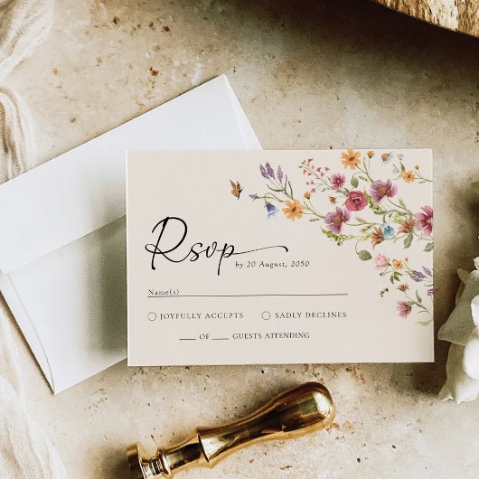 Carte RSVP Boho Fleur sauvage Wedding