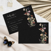 Carte RSVP Boho Floral Black Elegant