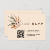 Carte RSVP Boho Floral QR Code (Devant / Derrière)