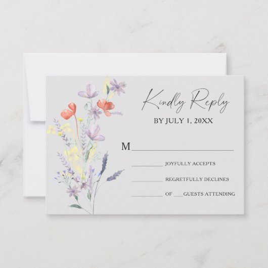 Carte RSVP Boho Floral Wedding (Devant)