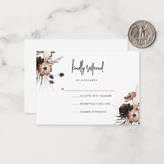 Carte RSVP Boho Goth Script moderne (Devant/Arrière en situation)