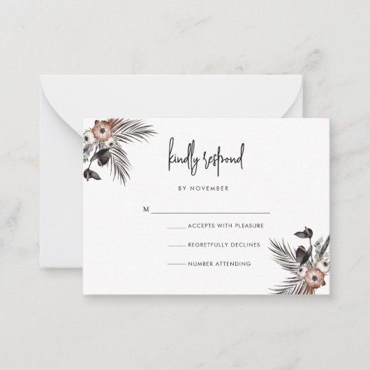 Carte RSVP Boho Goth Script moderne (Devant)