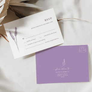 Carte RSVP Boho Lavender Floral Minimaliste Mariag