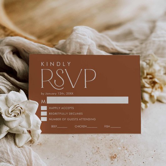 Carte RSVP Boho Minimal Terracotta Wedding