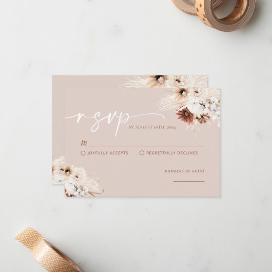 Carte RSVP Boho Modern Wedding (Devant/Arrière en situation)