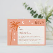 Carte RSVP Boho Palm Springs Orange Wedding (Debout devant)