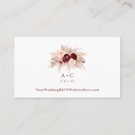 Carte RSVP Boho Pampas Grass Mariage QR Code (Dos)