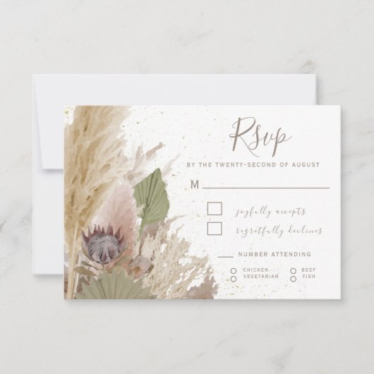 CARTE RSVP BOHO PAMPAS GRASS WATERCOLOR (Devant)