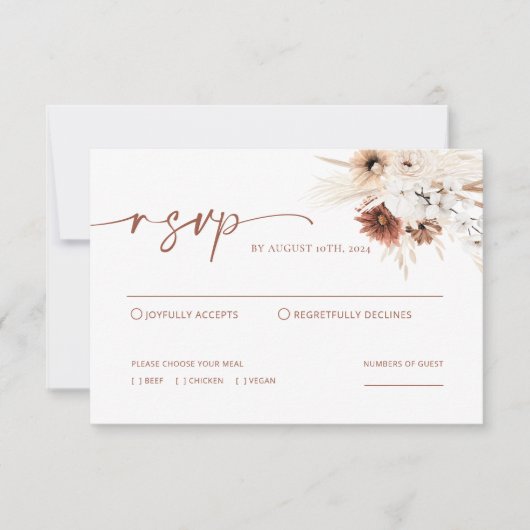Carte RSVP Boho Pampas Mariage Grass (Devant)