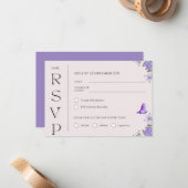 Carte RSVP Boho Purple Aquarelle Florale Mariage (Devant/Arrière en situation)