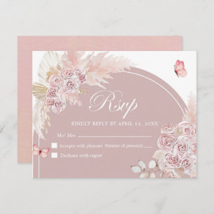 Carte Rsvp Boho Rose Dusty Arch Quinceanera