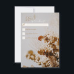Carte RSVP Boho Rustic Rustic Dried Floral Wedding<br><div class="desc">Fleurs séchées Rustiques Boho modernes carte boîtier RSVP mariage floral. Cette suite de faire-part de mariage a une haute résolution, véritable image photo de bouquet floral séché en tant qu'arrière - plan. palette de couleurs neutres d'ivoire, blé, brun et rouille couplée à la typographie moderne. L'arrière a de l'espace pour...</div>