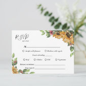 Carte RSVP Boho Sunflower Complète Mariage (Debout devant)