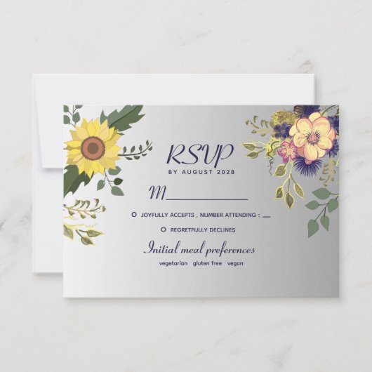 Carte RSVP Boho Sunflower Wedding (Devant)