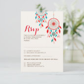 Carte RSVP Boho Tribal Feather Dreamcatcher Weddin (Debout devant)