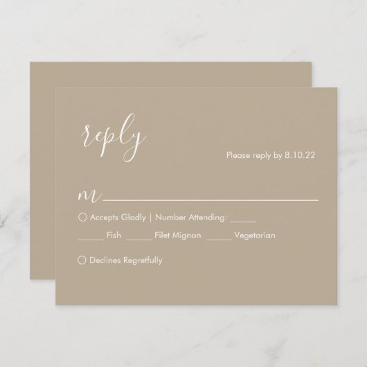 Carte RSVP Boho Wedding, Options de repas (Devant / Derrière)