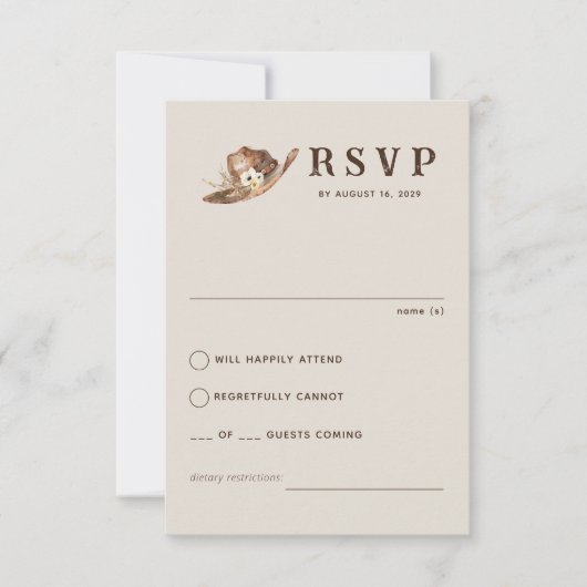 Carte RSVP Boho Western Ranch Wedding (Devant)