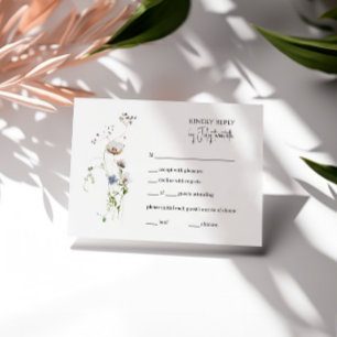 Carte RSVP Boho Whimsical Floral, minimaliste