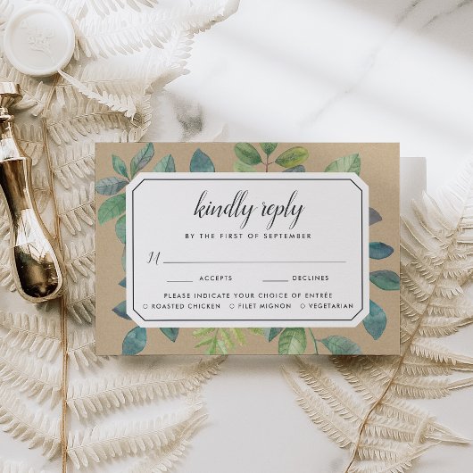 Carte RSVP Botanica Kraft Avec Choix De Repas