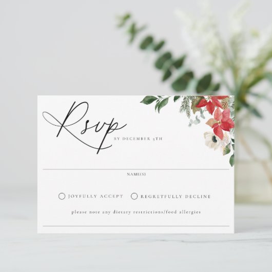 Carte RSVP Botanical Chic Winter Wedding (Debout devant)