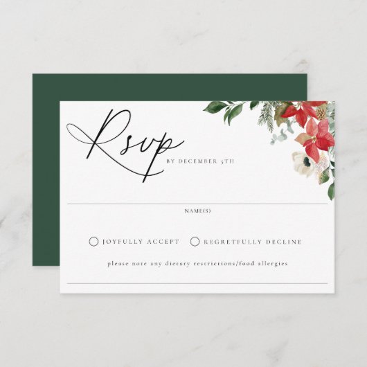 Carte RSVP Botanical Chic Winter Wedding (Devant / Derrière)