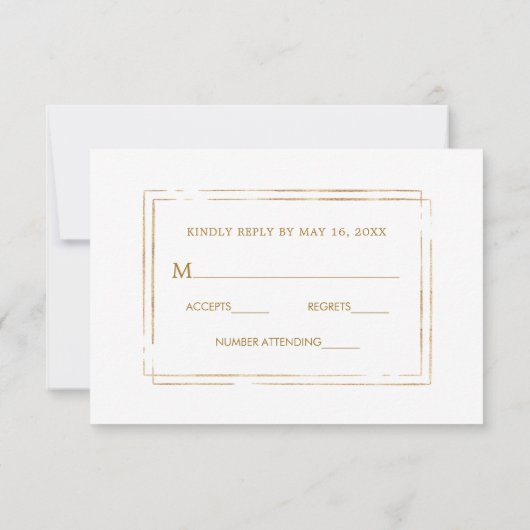 Carte RSVP Botanical Gold Greenery Wedding (Dos)