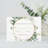Carte RSVP Botanical Gold Greenery Wreath Wedding (Debout devant)