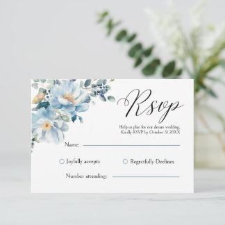 Carte RSVP Botanique Bleu Dusty