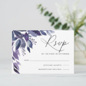 Carte RSVP Botanique Foliage Violet Abondante (Debout devant)