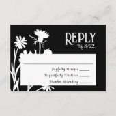 Carte RSVP Botanique Noire moderne (Devant)