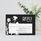 Carte RSVP Botanique Noire moderne (Debout devant)