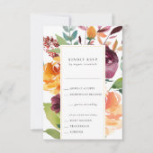 Carte RSVP Bouquet d'automne avec choix de repas (Devant)