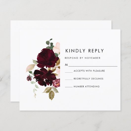 Carte RSVP Bourgogne et crème (Devant / Derrière)