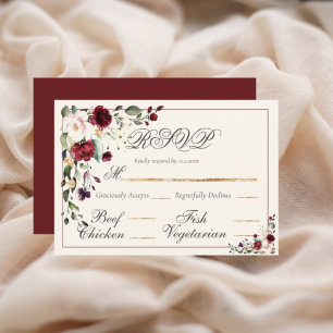 Carte RSVP Bourgogne Eucalyptus Floral Wedding