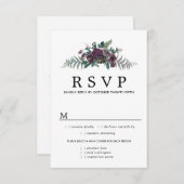 Carte RSVP Bourgogne Florale Mariage, Options de r (Devant / Derrière)