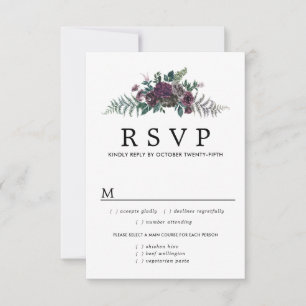 Carte RSVP Bourgogne Florale Mariage, Options de r