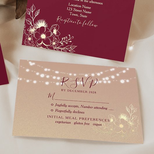 Carte RSVP Bourgogne Gold