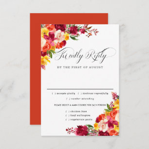 Carte RSVP Bourgogne Rose Oran Mariage, Options de