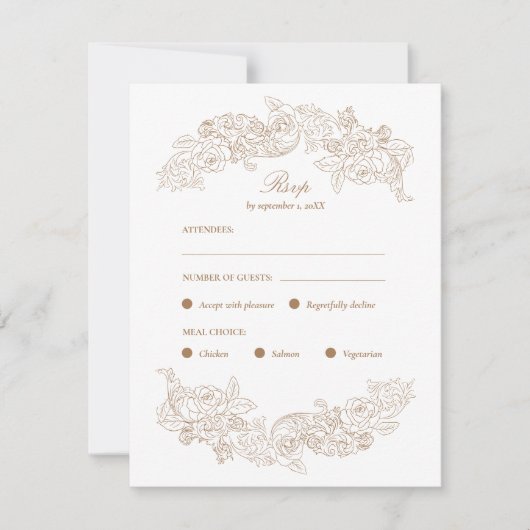 Carte RSVP Brown Golden Rococo Meice Choice (Devant)